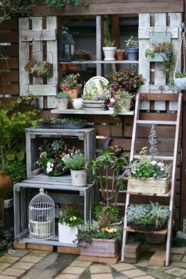 Garden with Stacked Shelves